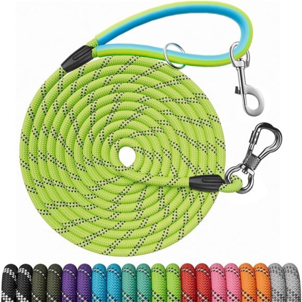 Long Training Leash 15ft Dogs Nylon Rope Swivel Hooks